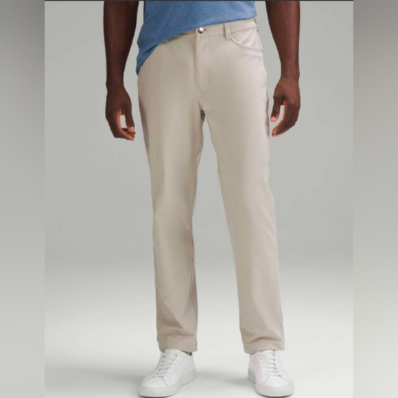 Lululemon ABC Classic-Fit 5 Pocket Pant *Warpstreme Size 35x28 Light Khaki Tan - Picture 1 of 11